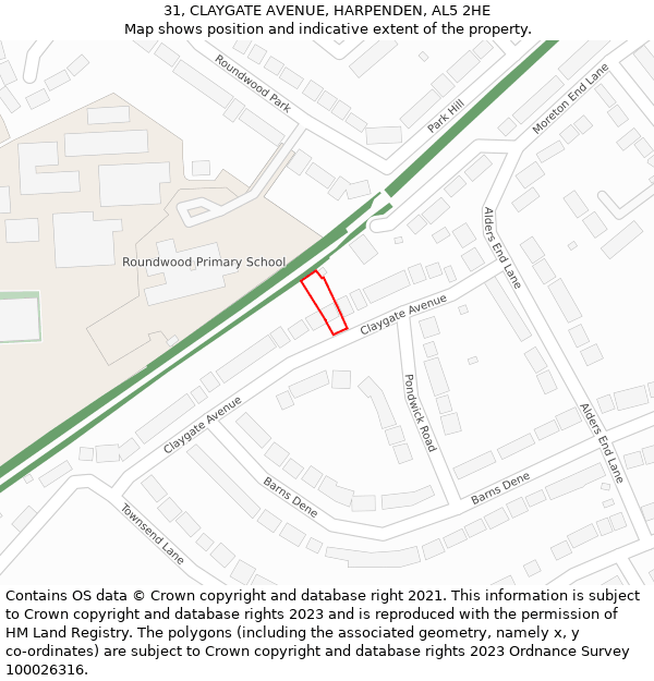 31, CLAYGATE AVENUE, HARPENDEN, AL5 2HE: Location map and indicative extent of plot