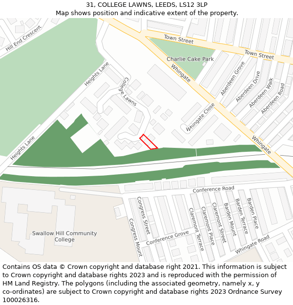 31, COLLEGE LAWNS, LEEDS, LS12 3LP: Location map and indicative extent of plot