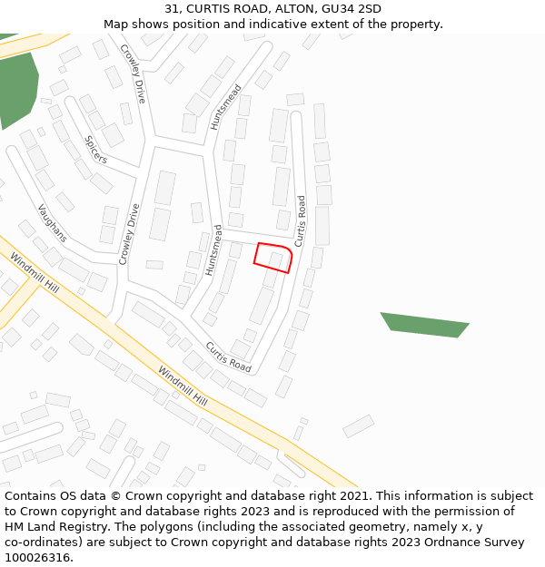 31, CURTIS ROAD, ALTON, GU34 2SD: Location map and indicative extent of plot