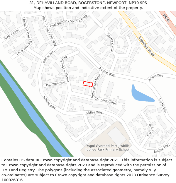 31, DEHAVILLAND ROAD, ROGERSTONE, NEWPORT, NP10 9PS: Location map and indicative extent of plot