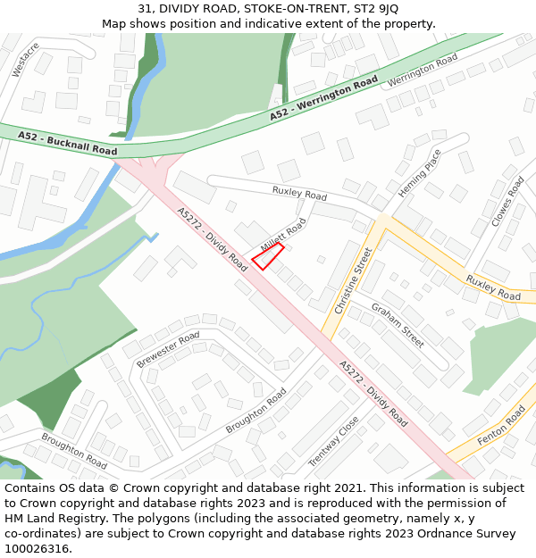 31, DIVIDY ROAD, STOKE-ON-TRENT, ST2 9JQ: Location map and indicative extent of plot