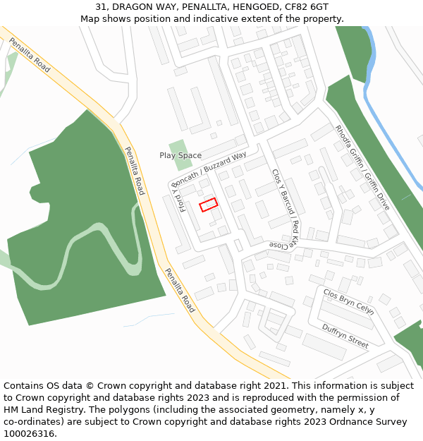 31, DRAGON WAY, PENALLTA, HENGOED, CF82 6GT: Location map and indicative extent of plot