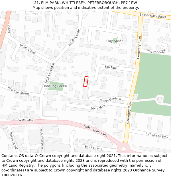 31, ELM PARK, WHITTLESEY, PETERBOROUGH, PE7 1EW: Location map and indicative extent of plot