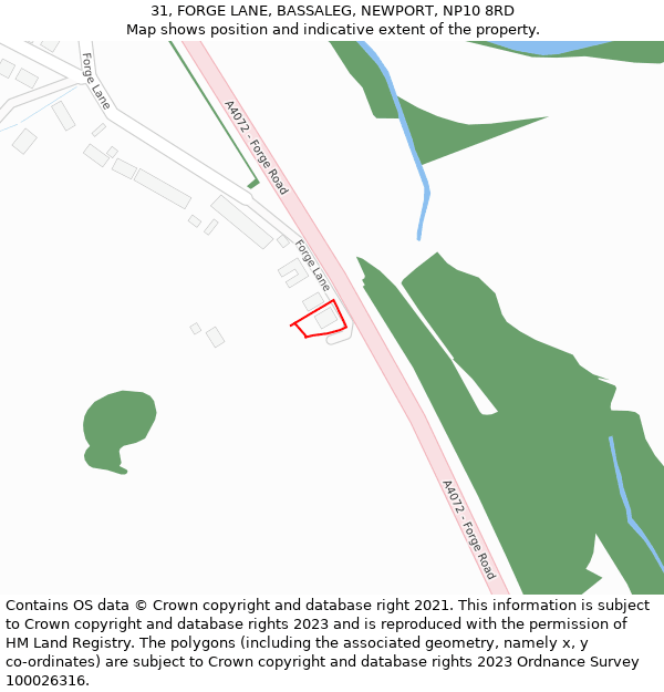 31, FORGE LANE, BASSALEG, NEWPORT, NP10 8RD: Location map and indicative extent of plot