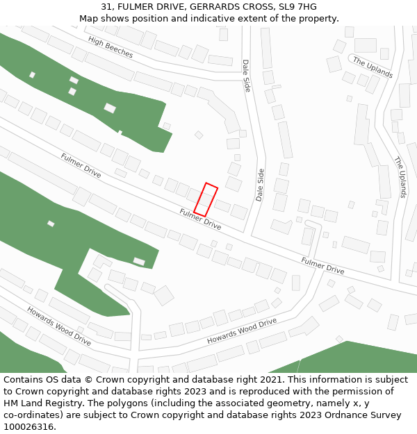 31, FULMER DRIVE, GERRARDS CROSS, SL9 7HG: Location map and indicative extent of plot