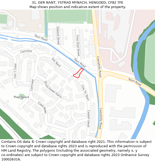 31, GER NANT, YSTRAD MYNACH, HENGOED, CF82 7FE: Location map and indicative extent of plot