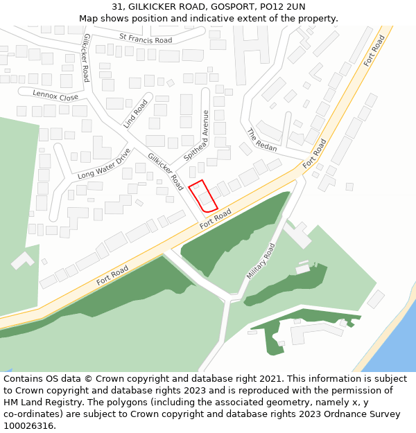 31, GILKICKER ROAD, GOSPORT, PO12 2UN: Location map and indicative extent of plot