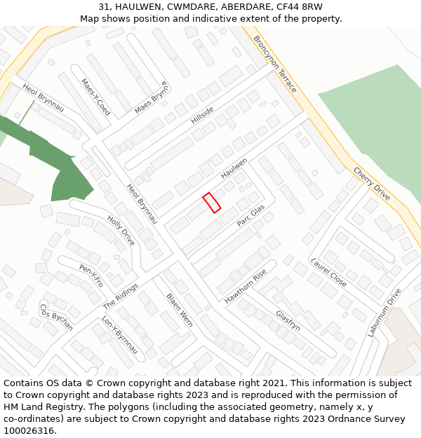 31, HAULWEN, CWMDARE, ABERDARE, CF44 8RW: Location map and indicative extent of plot