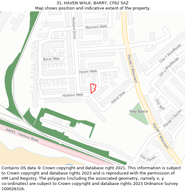 31, HAVEN WALK, BARRY, CF62 5AZ: Location map and indicative extent of plot