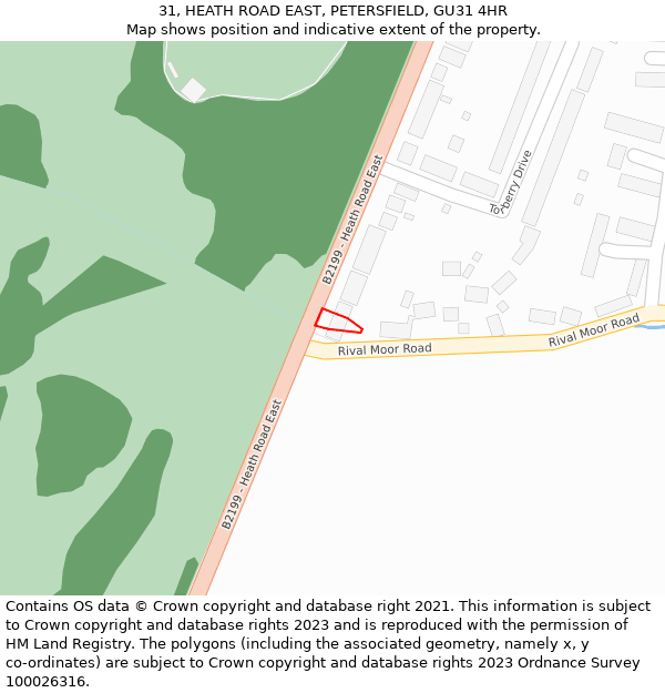 31, HEATH ROAD EAST, PETERSFIELD, GU31 4HR: Location map and indicative extent of plot