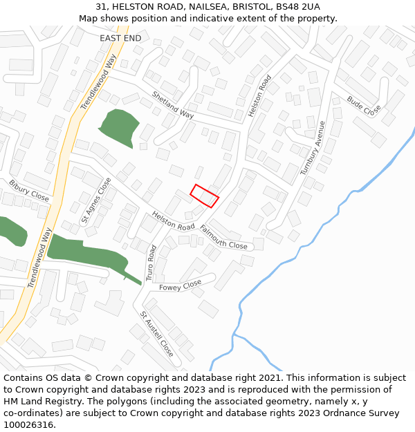 31, HELSTON ROAD, NAILSEA, BRISTOL, BS48 2UA: Location map and indicative extent of plot