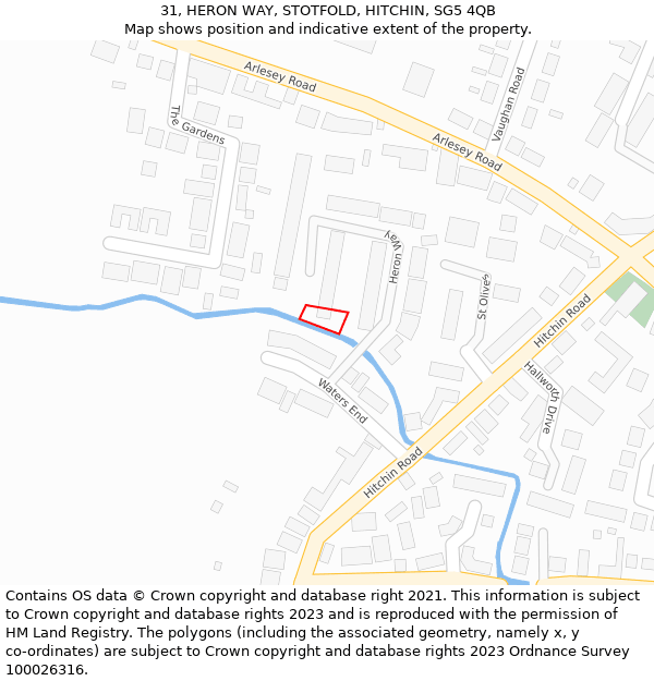 31, HERON WAY, STOTFOLD, HITCHIN, SG5 4QB: Location map and indicative extent of plot