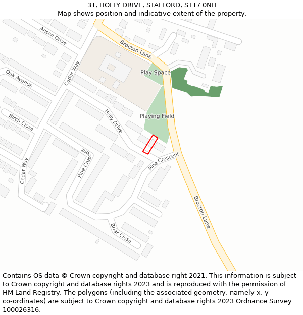 31, HOLLY DRIVE, STAFFORD, ST17 0NH: Location map and indicative extent of plot