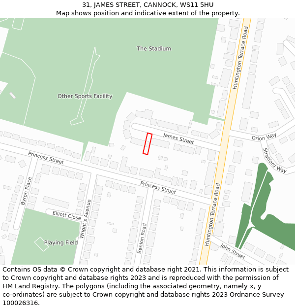 31, JAMES STREET, CANNOCK, WS11 5HU: Location map and indicative extent of plot