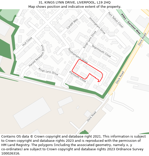 31, KINGS LYNN DRIVE, LIVERPOOL, L19 2HQ: Location map and indicative extent of plot
