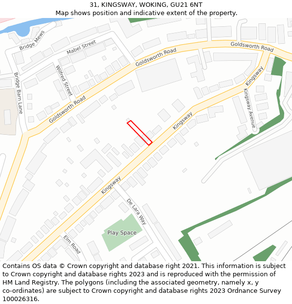 31, KINGSWAY, WOKING, GU21 6NT: Location map and indicative extent of plot