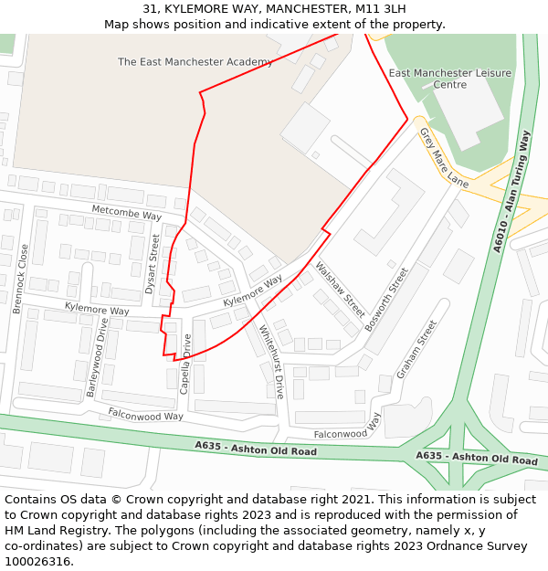 31, KYLEMORE WAY, MANCHESTER, M11 3LH: Location map and indicative extent of plot