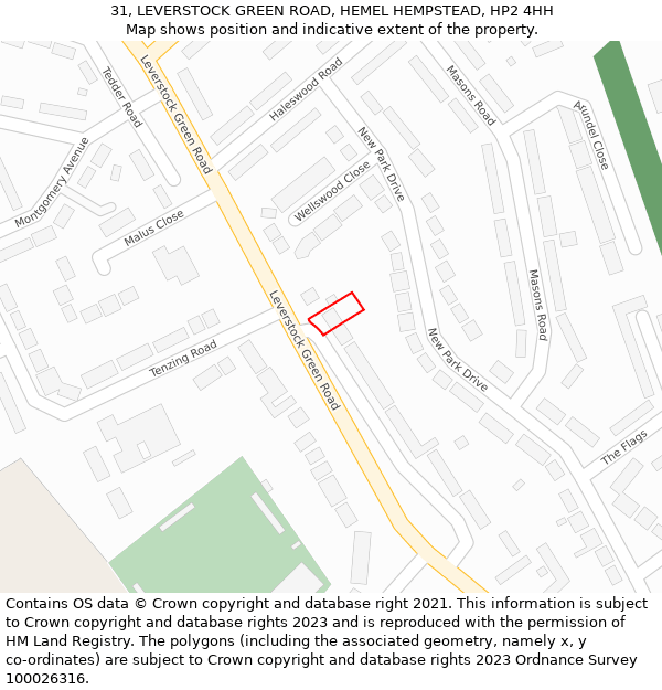 31, LEVERSTOCK GREEN ROAD, HEMEL HEMPSTEAD, HP2 4HH: Location map and indicative extent of plot
