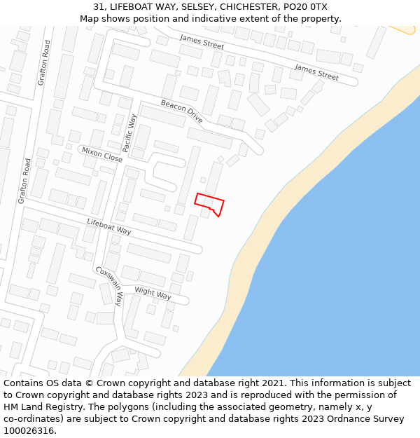 31, LIFEBOAT WAY, SELSEY, CHICHESTER, PO20 0TX: Location map and indicative extent of plot