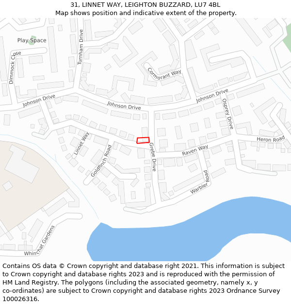 31, LINNET WAY, LEIGHTON BUZZARD, LU7 4BL: Location map and indicative extent of plot