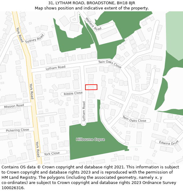 31, LYTHAM ROAD, BROADSTONE, BH18 8JR: Location map and indicative extent of plot