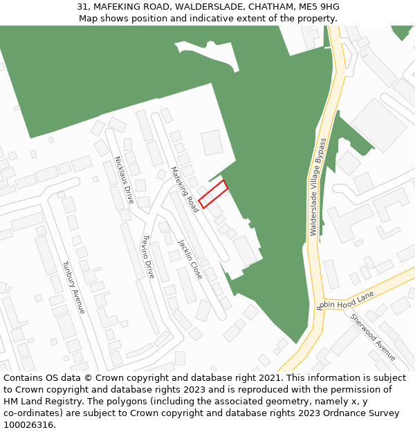 31, MAFEKING ROAD, WALDERSLADE, CHATHAM, ME5 9HG: Location map and indicative extent of plot