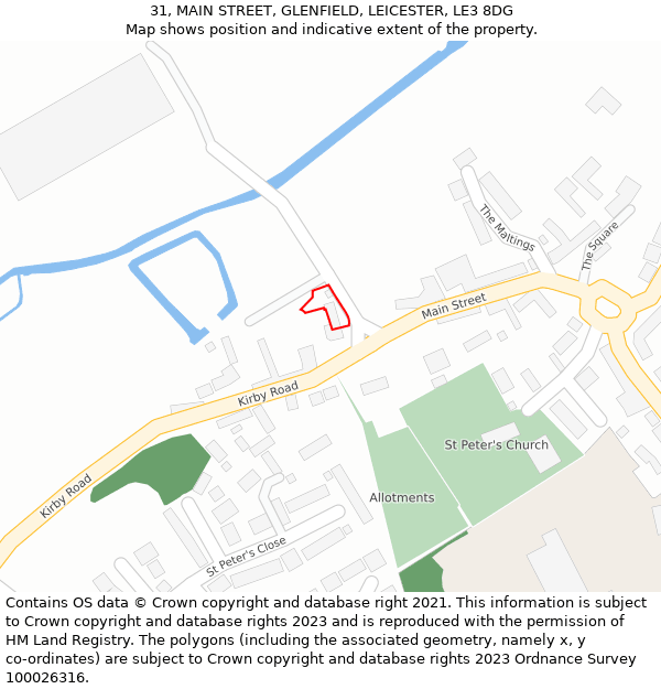 31, MAIN STREET, GLENFIELD, LEICESTER, LE3 8DG: Location map and indicative extent of plot
