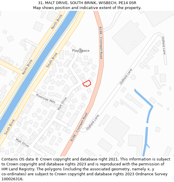 31, MALT DRIVE, SOUTH BRINK, WISBECH, PE14 0SR: Location map and indicative extent of plot