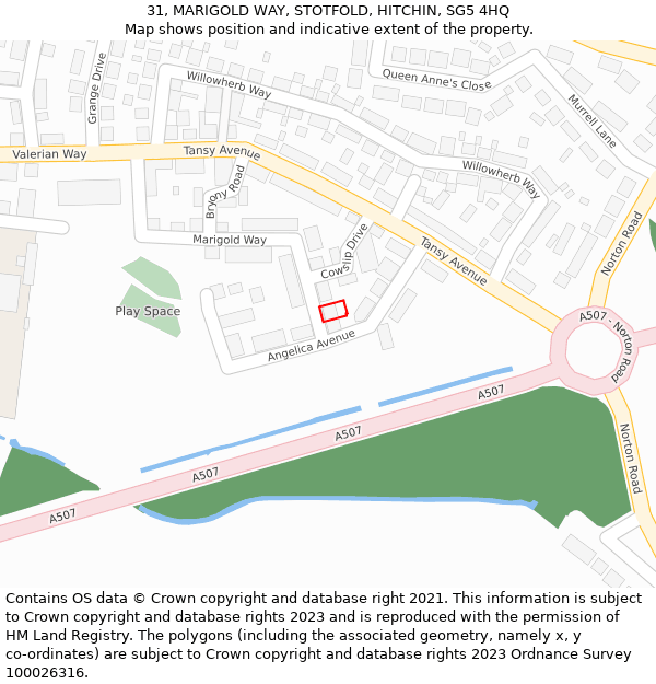 31, MARIGOLD WAY, STOTFOLD, HITCHIN, SG5 4HQ: Location map and indicative extent of plot