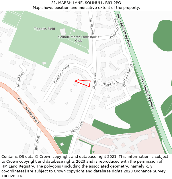 31, MARSH LANE, SOLIHULL, B91 2PG: Location map and indicative extent of plot