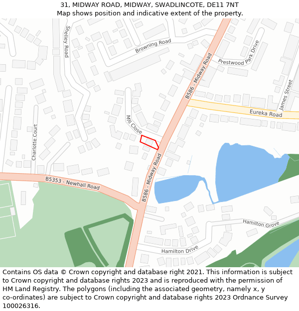 31, MIDWAY ROAD, MIDWAY, SWADLINCOTE, DE11 7NT: Location map and indicative extent of plot