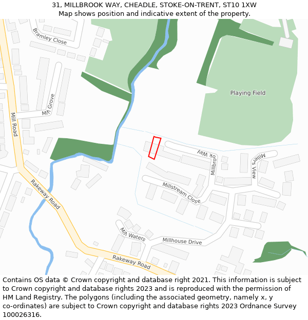 31, MILLBROOK WAY, CHEADLE, STOKE-ON-TRENT, ST10 1XW: Location map and indicative extent of plot
