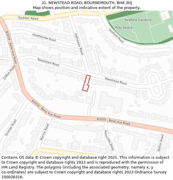 31, NEWSTEAD ROAD, BOURNEMOUTH, BH6 3HJ: Location map and indicative extent of plot