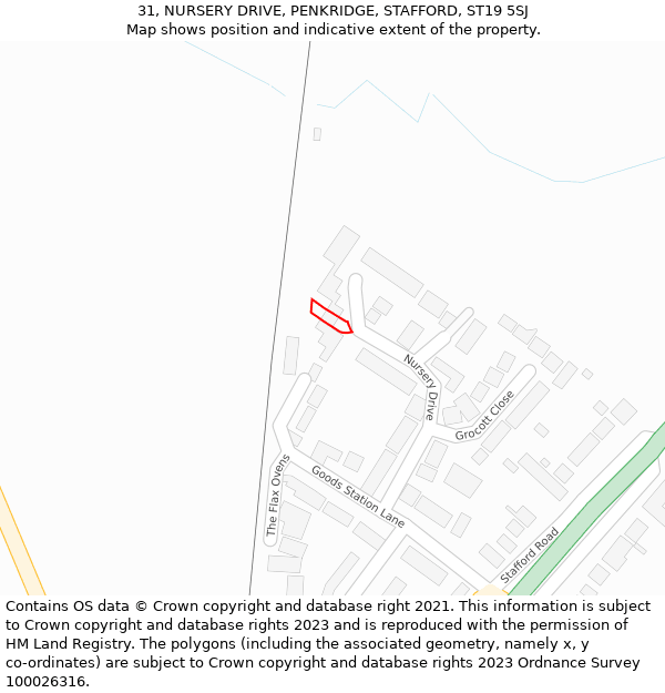 31, NURSERY DRIVE, PENKRIDGE, STAFFORD, ST19 5SJ: Location map and indicative extent of plot
