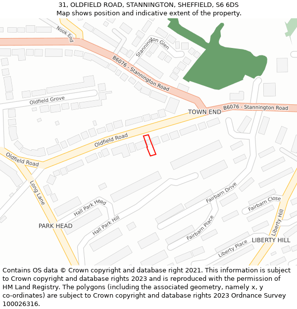 31, OLDFIELD ROAD, STANNINGTON, SHEFFIELD, S6 6DS: Location map and indicative extent of plot