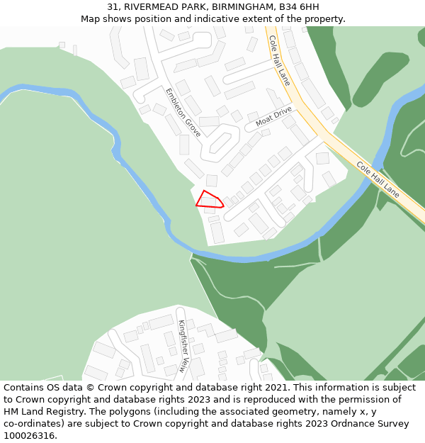 31, RIVERMEAD PARK, BIRMINGHAM, B34 6HH: Location map and indicative extent of plot