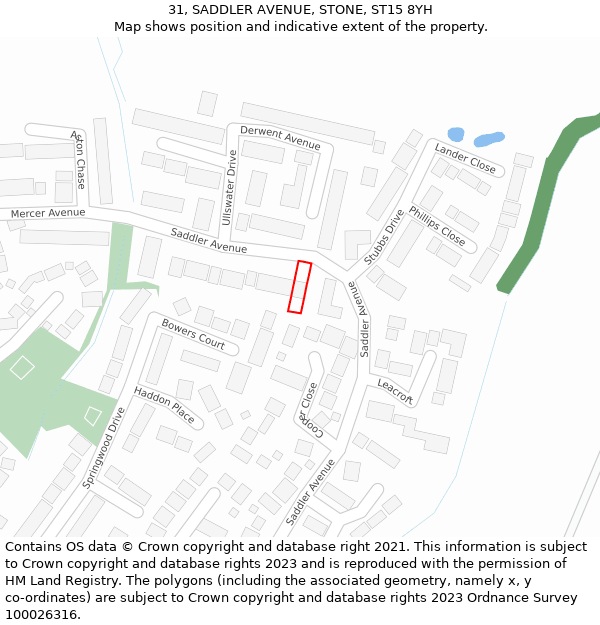 31, SADDLER AVENUE, STONE, ST15 8YH: Location map and indicative extent of plot