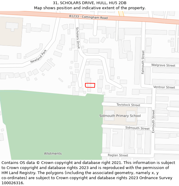 31, SCHOLARS DRIVE, HULL, HU5 2DB: Location map and indicative extent of plot