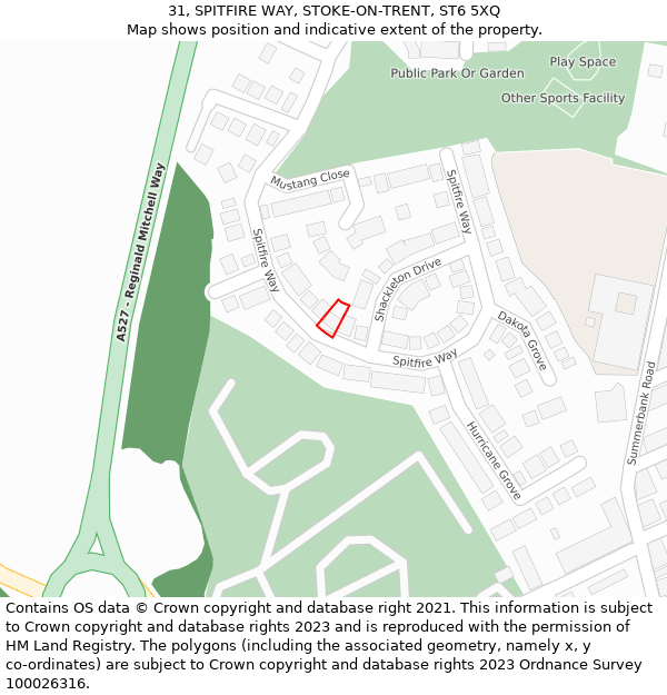 31, SPITFIRE WAY, STOKE-ON-TRENT, ST6 5XQ: Location map and indicative extent of plot
