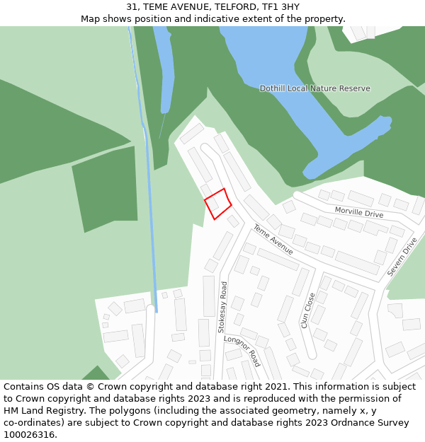 31, TEME AVENUE, TELFORD, TF1 3HY: Location map and indicative extent of plot