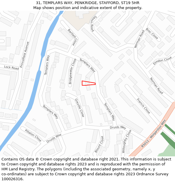 31, TEMPLARS WAY, PENKRIDGE, STAFFORD, ST19 5HR: Location map and indicative extent of plot