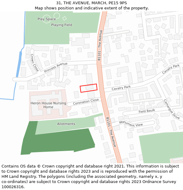 31, THE AVENUE, MARCH, PE15 9PS: Location map and indicative extent of plot