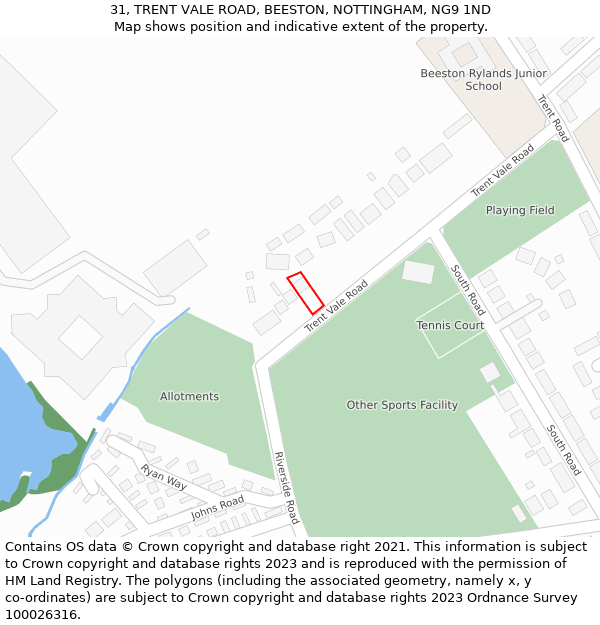 31, TRENT VALE ROAD, BEESTON, NOTTINGHAM, NG9 1ND: Location map and indicative extent of plot