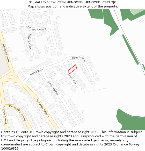 31, VALLEY VIEW, CEFN HENGOED, HENGOED, CF82 7JG: Location map and indicative extent of plot