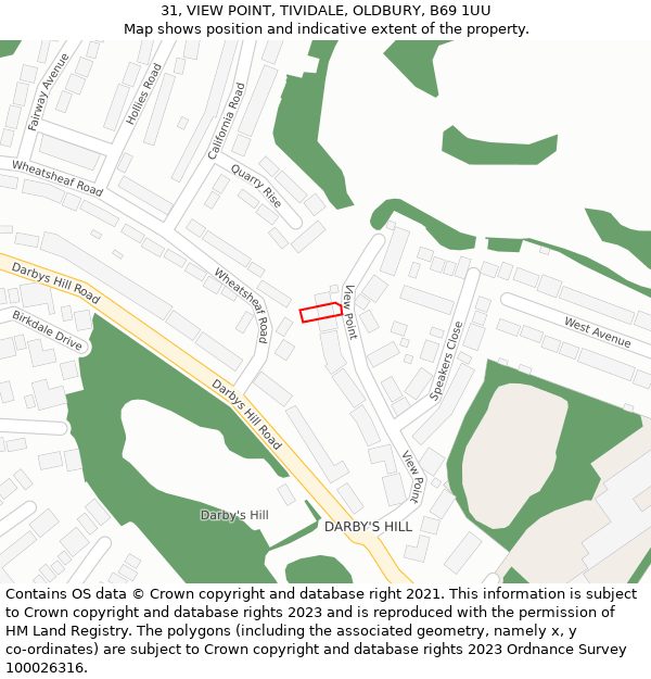 31, VIEW POINT, TIVIDALE, OLDBURY, B69 1UU: Location map and indicative extent of plot