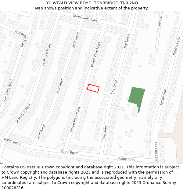31, WEALD VIEW ROAD, TONBRIDGE, TN9 2NQ: Location map and indicative extent of plot