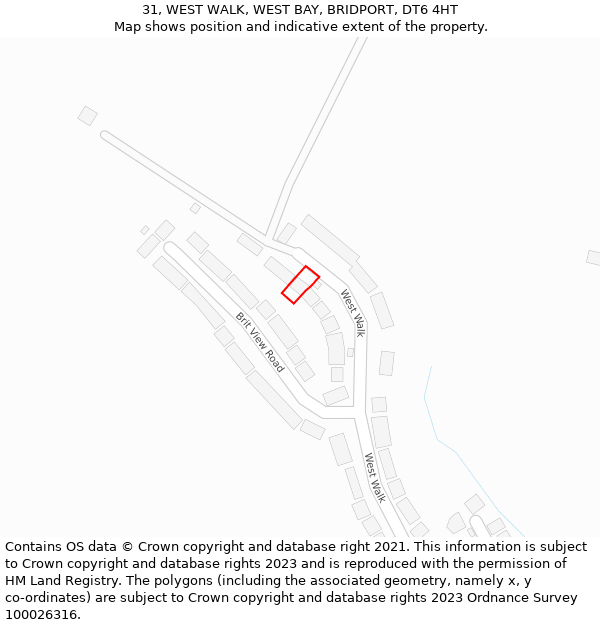 31, WEST WALK, WEST BAY, BRIDPORT, DT6 4HT: Location map and indicative extent of plot