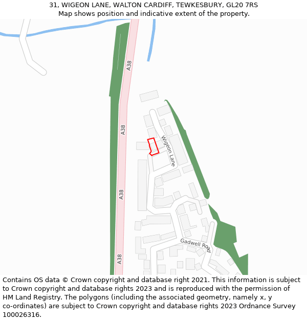 31, WIGEON LANE, WALTON CARDIFF, TEWKESBURY, GL20 7RS: Location map and indicative extent of plot