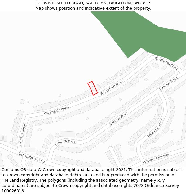 31, WIVELSFIELD ROAD, SALTDEAN, BRIGHTON, BN2 8FP: Location map and indicative extent of plot