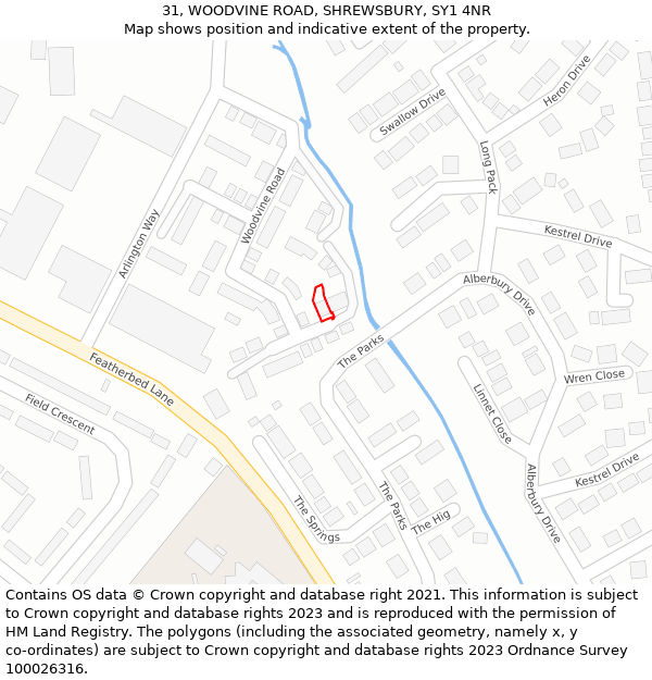 31, WOODVINE ROAD, SHREWSBURY, SY1 4NR: Location map and indicative extent of plot